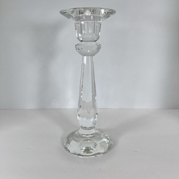 Candlestick Holder Faceted Crystal Glass,Clear Cut Glass. Wedding decor - Picture 3 of 6